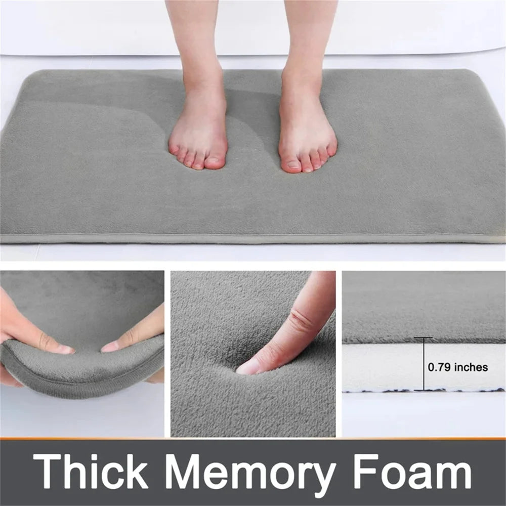 Homaxy Super Absorbent Bath Mat Memory Foam Carpet Non-Slip Toilet Bathroom Rug Soft Living Room Bedroom Shower Decor Foot Rug Quick Pick Grocers