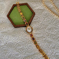 1pc New High-End Luxury Women's Watch Embedded With Colorful Tourmalines, Diamonds And An Oval Shaped Mother Of Pearl Dial. Quick Pick Grocers