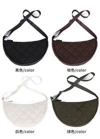Waist Half Moon Belt Bag Solid Color Crossbody Bag Large Capacity Shoulder Bags Portable Nylon Plaid Travel Bags for Commuting Quick Pick Grocers