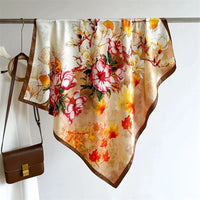 90*90Cm Square Scarf Twill Silk Feeling Women Head Shawls and Wraps Luxury Hair Tree Print Neck Scarves Hijab Bandana Pashmina Econic Blanks