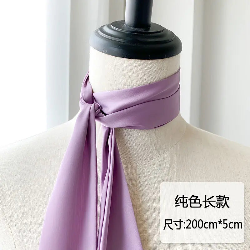 5x200cm Satin Silk Narrow Scarf Neckerchief Solid Neck Scarves Long Silk Thin Scarf Head Neck Hair Band Bag Ribbon Headbands DIY Quick Pick Grocers