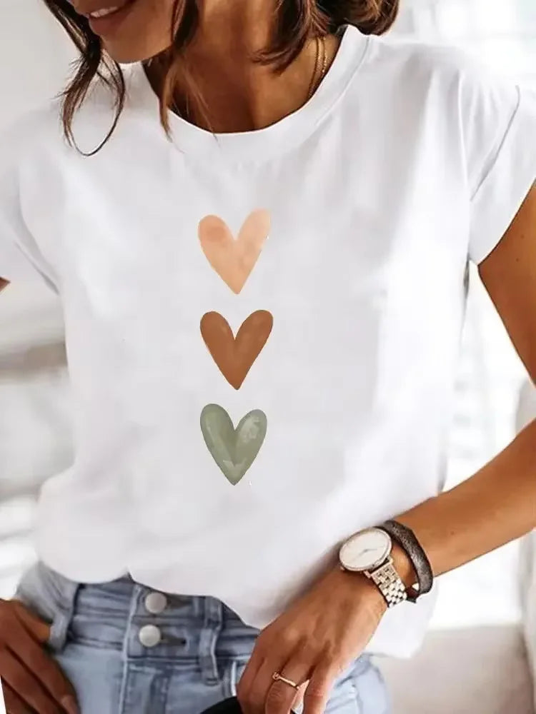 Women'S Golden Cherry Print Short Sleeve Stylish Round Neck Perfect for Spring Outfits Cherry Themed Items Aesthetic Clothes Quick Pick Grocers