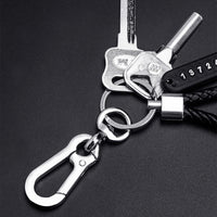 Trendy DIY Mobile Phone Number Plate Pendant Keychain for Men Punk Simple Woven Leather Rope Anti-lost Car Key Chain Accessories Econic Blanks