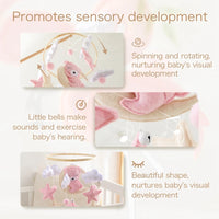 Crib Mobile Rattle Baby Wooden Bed Bell Baby Rattles Soft Felt Cartoon Bear Toys Crib Mobile Bed Bell Wood Toy Bracket Kid Gifts Purest Peak