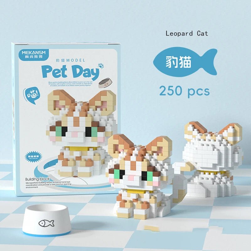 18 Styles Little Dog Cat Cute Pet Small Building Block Model Series Ornaments Children's Toys Miniature Bricks Quick Pick Grocers