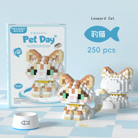 18 Styles Little Dog Cat Cute Pet Small Building Block Model Series Ornaments Children's Toys Miniature Bricks Quick Pick Grocers