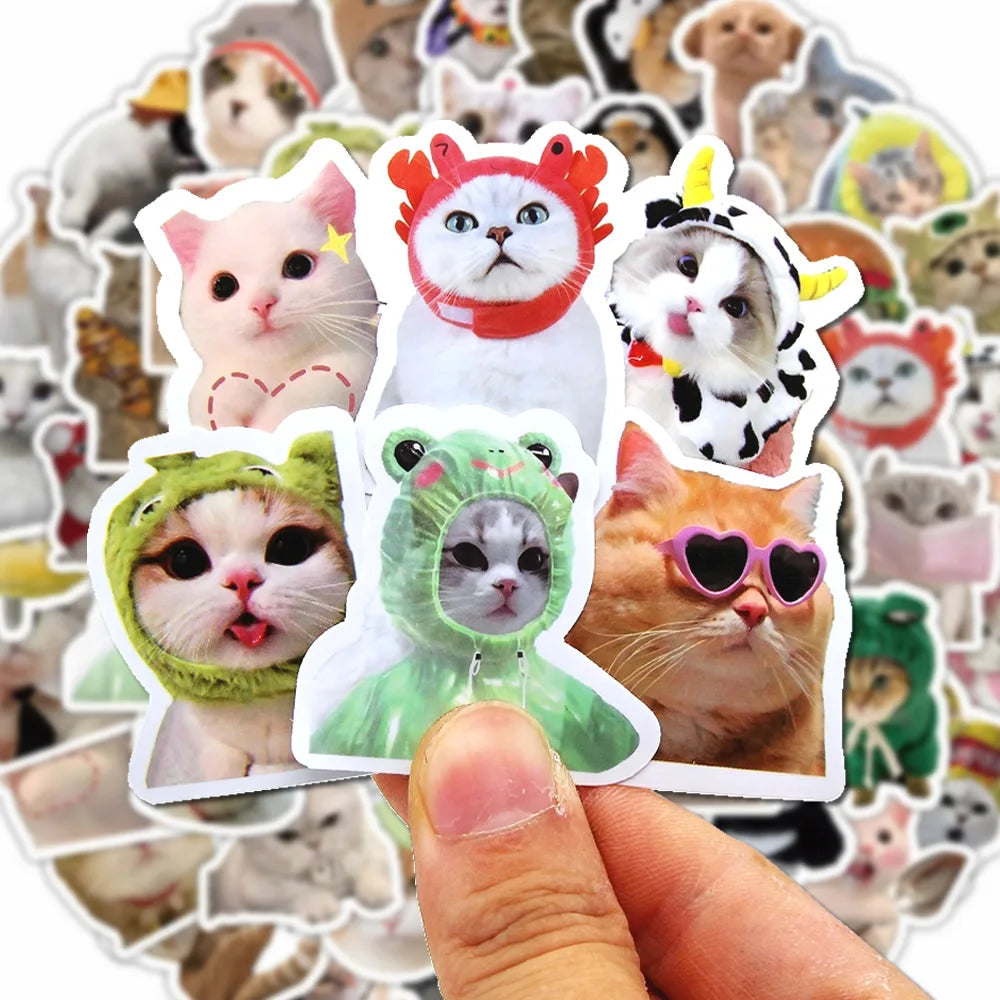 100/500/1000pcs Funny Cat Stickers Cartoon Cute Decals Toy Stationery Guitar Phone Bicycle Laptop Luggage Graffiti Kids Sticker Quick Pick Grocers