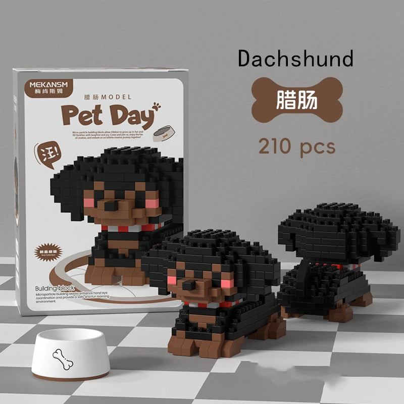 18 Styles Little Dog Cat Cute Pet Small Building Block Model Series Ornaments Children's Toys Miniature Bricks Quick Pick Grocers