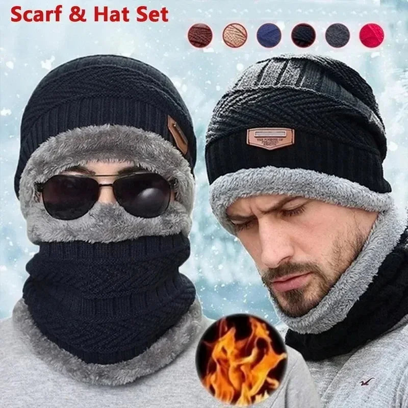 Winter Fleece Scarf Hats Thicken Plush Warm Beanies Wool Knit Caps Men Women Outdoor Cycling Ski Cold Protection Neck Mask Hat Quick Pick Grocers