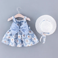 Baby Girl Dress Summer Bow And Full Print Daisy Pattern Suspender Beach Baby Dresses Cute Casual Baby Girl Clothes With Hat ﻿ Quick Pick Grocers