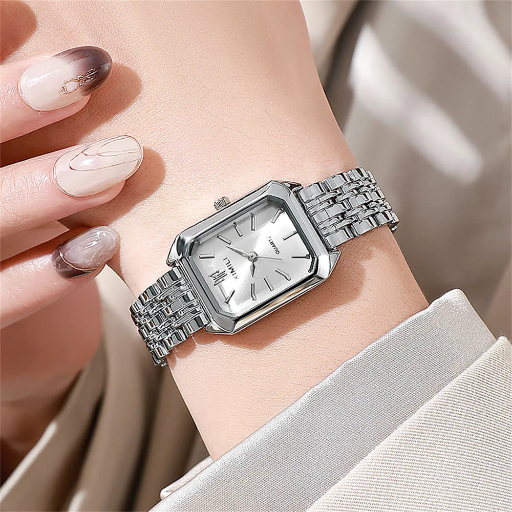 Women's Fashion Square Watches Gold Alloy Strap 2025 Luxury Ladies Quartz Wristwatches Qualities Female Roman Scale Clock Quick Pick Grocers