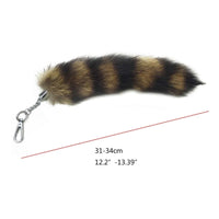 Plush-Fox Tail Keychain Furry Racoon Tail Keyring Keychain 28cm Animal Tail Key-Pendant Pompoms Keyring Holder Bag-Decor Econic Blanks