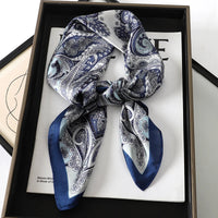 Bohemian Style Print Luxury Brand Silk Square Scarf Women Satin Shawls Neckerchief Wrap Scarves Bandana Hair Hjiab Floral Quick Pick Grocers