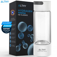 ALTHY Hydrogen Rich Water Generator Bottle - Glass Cupbody - DuPont SPE & PEM Dual Chamber Maker Ionizer - H2 Inhalation Device Quick Pick Grocers