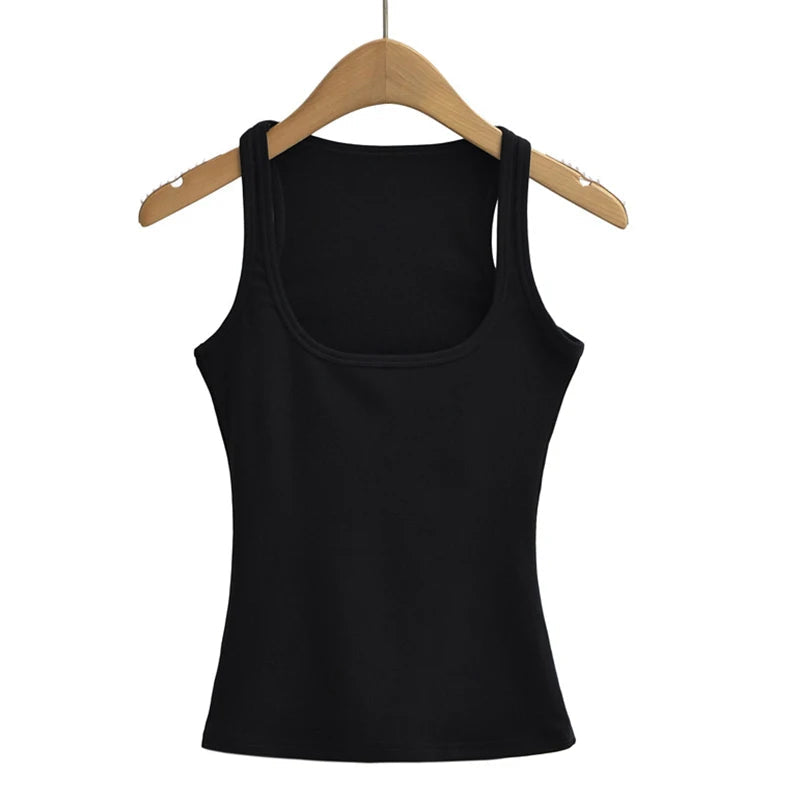 Women's Sculpted Square Neck Tank Top Summer Slim Fit Workout Athletic Crop Tops for Women Quick Pick Grocers