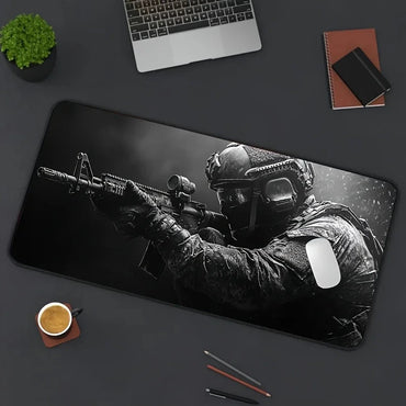 Large Mouse Pad Tactical Soldier Design Non-Slip XXL desk pad gaming accessories Stitched Edges for Home and game for fps gamer Econic Blanks