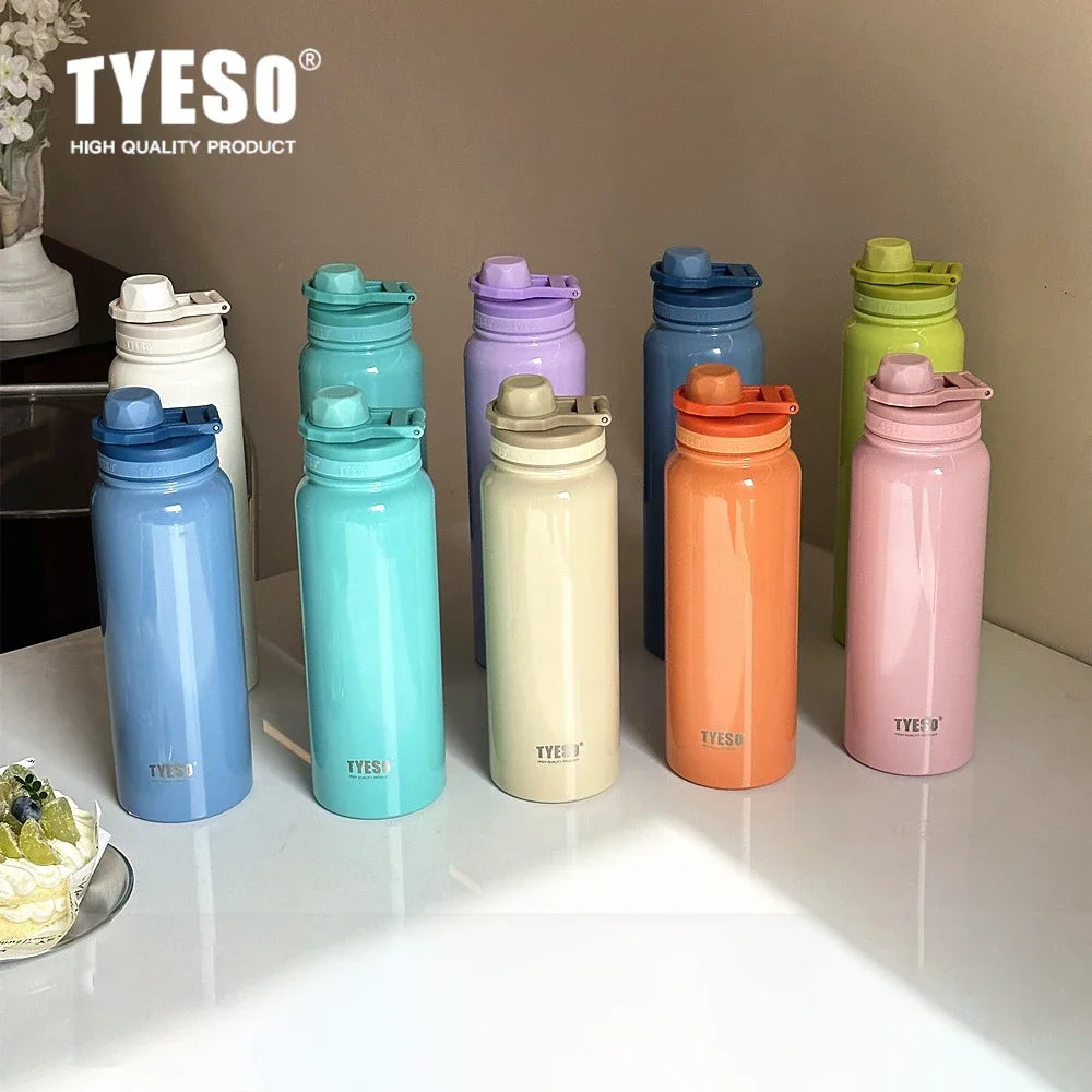 TYESO Stainless Steel Thermal Water Bottle Portable Tumbler Sport Vacuum Flask Keeps Cold and Heat Thermal Mug Car Insulated Cup Quick Pick Grocers