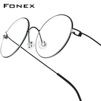 FONEX Screwless Eyeglasses Frame Men Women Round Morten Denmark Korean Glasses Frame Titanium Alloy Eyewear 98607 Econic Blanks