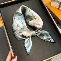 2025 Fashion 100% Real Silk Scarf 53cm Square Bandelet Women's Silk Temperament Small Scarf Neck Decorative Wrap Printed Scarves Quick Pick Grocers