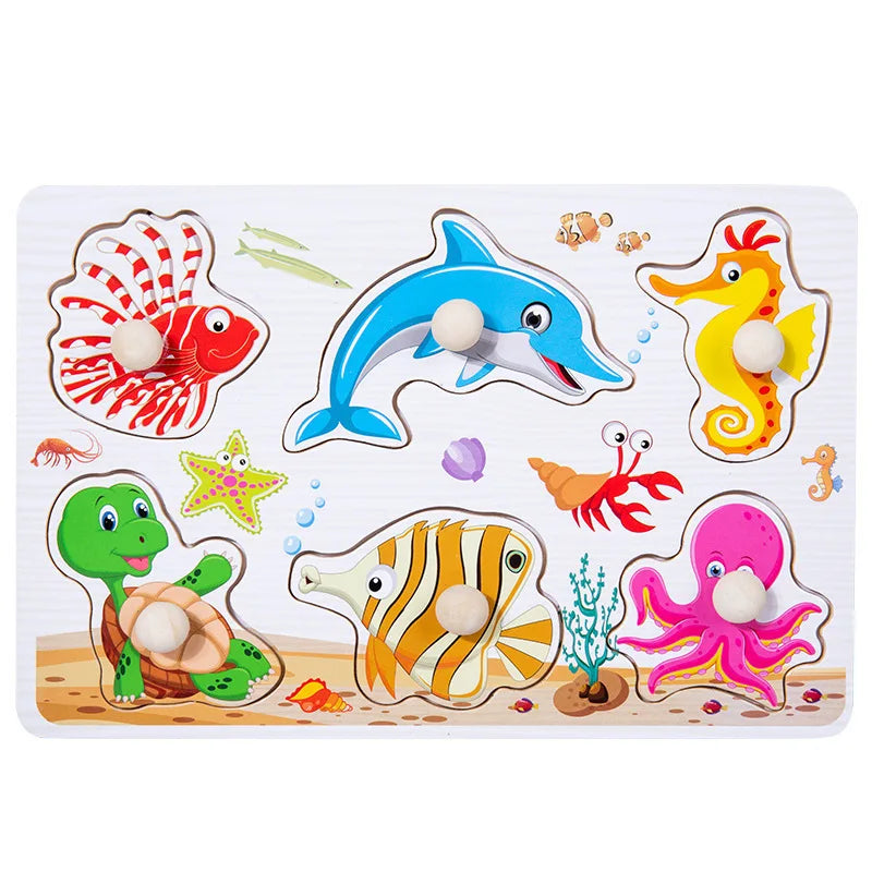 Baby Wooden Puzzles Montessori Toys 1 2 3 Years Toddler Toys Hand Grab Board Alphabet Number Cognition Learning Educational Toys Quick Pick Grocers
