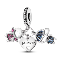 2025 Hot Sale Charms Bead 925 Sterling Silver Pink Butterfly Luminous Firefly Dangle Fit Bangle Bracelet Necklace DIY Jewelry Econic Blanks