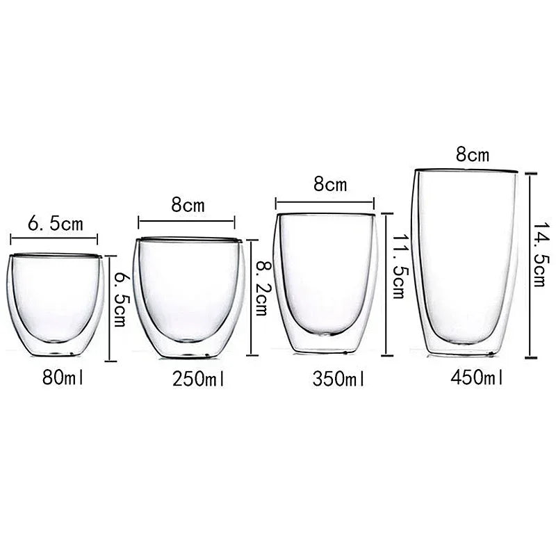 2-18PCS Double Wall High Borosilicate Glass Mug Heat Resistant Tea Milk Juice Coffee Water Cup Bar Drinkware Gift Creativity Set Quick Pick Grocers