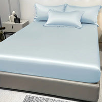 Modern Satin Fitted Sheet Ice Silk Bedspread Quick Pick Grocers