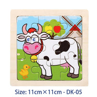 11cm/4.33in Kids Wooden Jigsaw Puzzle Games Cartoon Animal Vehicle Pattern Children Montessori Educational Toys Econic Blanks