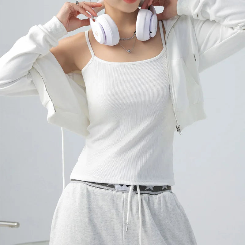 Women's Summer Basic Sleeveless Tank Top Spaghetti Strap Slim Fit Stretch Knitted Solid Color Camisole Quick Pick Grocers