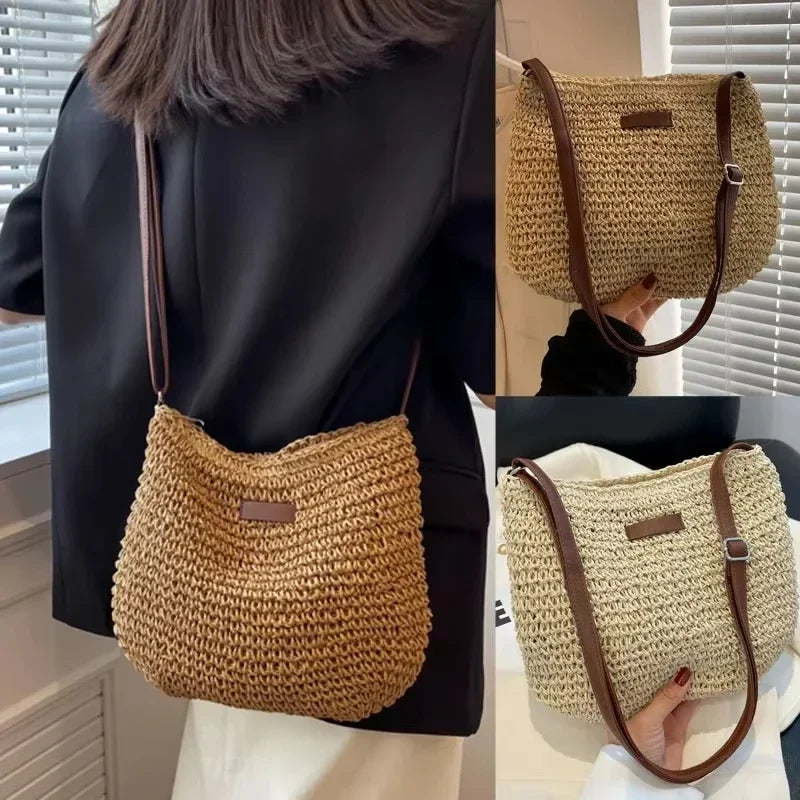 Elegant Light Paper Rope Bag - Bohemian Handmade Style, Hot-Selling Beach/Casual Bag (Crossbody & Shoulder Tote) Quick Pick Grocers