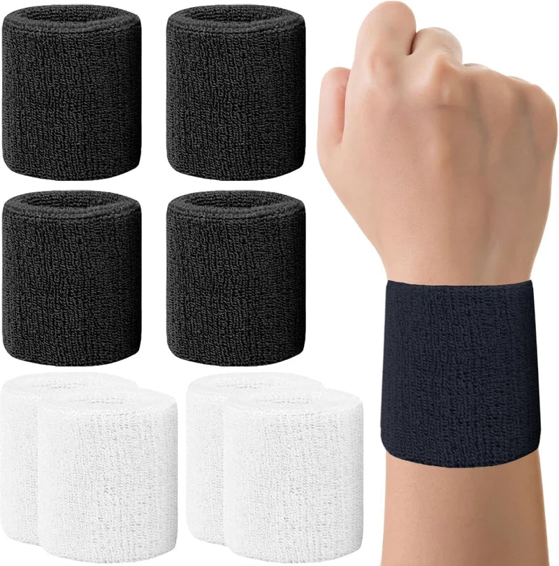 New Breathable Cotton Wristband Set for Men and Women Sweat Absorbent Wrist Sweatbands for Tennis Football Basketball Running Quick Pick Grocers