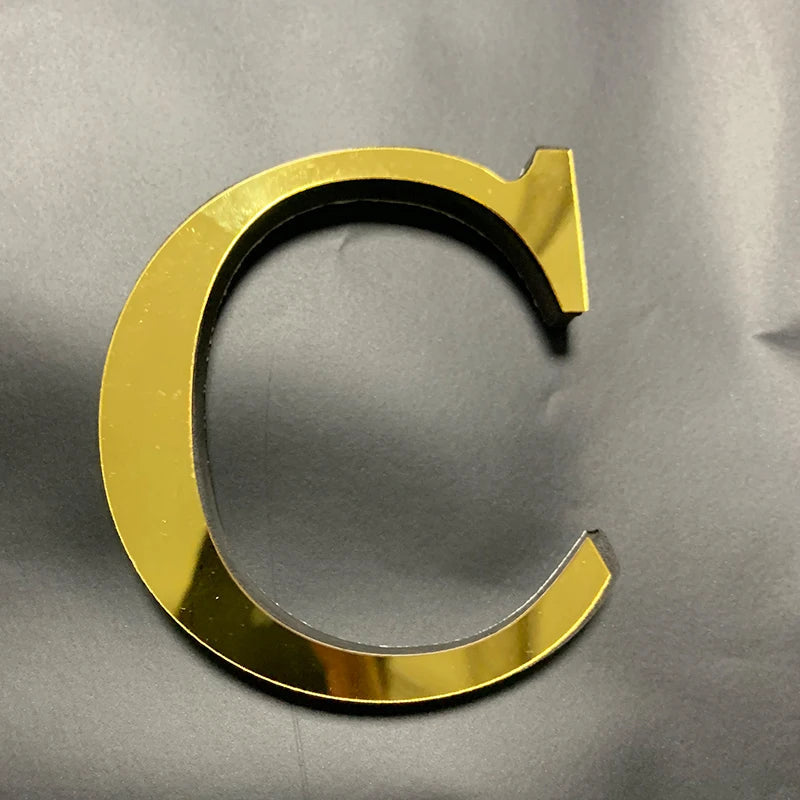 Gold English Letters Mirror 3D Wall Sticker Home Decoration Festival Party Wedding Decor Acrylic Mural Peel & Stick Wallpaper Quick Pick Grocers