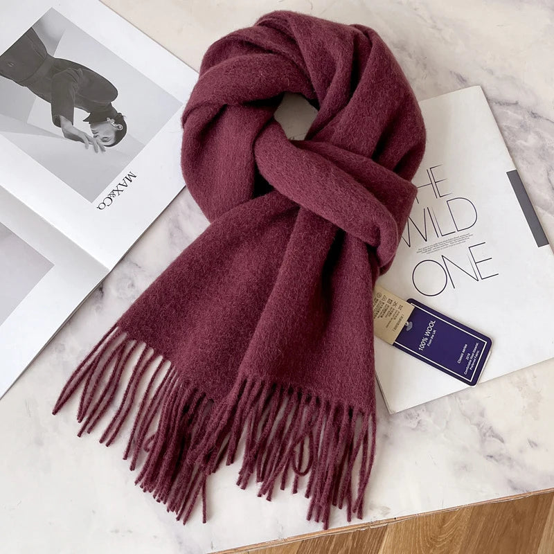 Winter Narrow Scarf 28 Color 100% Wool Scarf Hot Selling Solid Color Scarf Men's and Women's Universal Warm and Cold proof Scarf Quick Pick Grocers