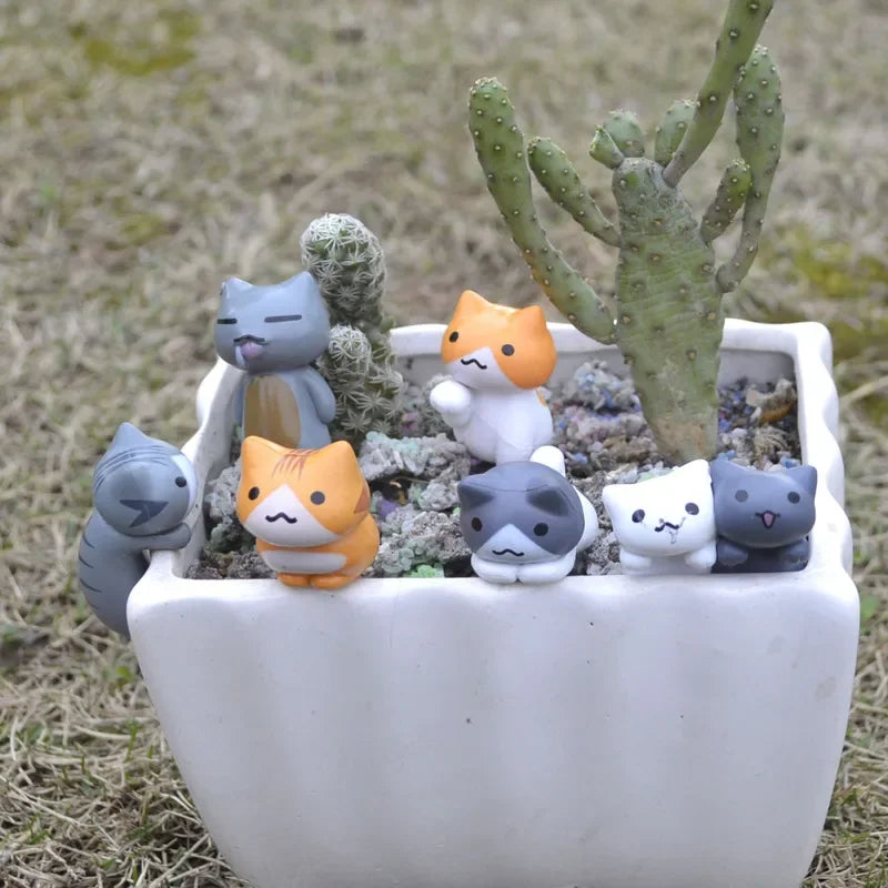 6Pcs/Set Cartoon Lucky Cat  Home Garden Bonsai Decorations Miniatures Gift Lovely Micro Landscape Kitten Miniature Craft Quick Pick Grocers