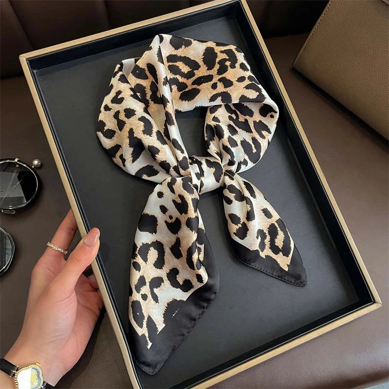 Luxury Print Satin Silk Square Scarf for Women Shawl Hijab Neckerchief Female Hair Ribbon Headband Fashion Wrap Bandana 2023 New Econic Blanks