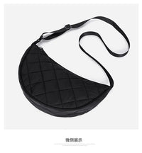 Waist Half Moon Belt Bag Solid Color Crossbody Bag Large Capacity Shoulder Bags Portable Nylon Plaid Travel Bags for Commuting Quick Pick Grocers
