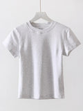 Basic T Shirts Women Cotton Slim Fit White Tops Summer Black Tees Crew Neck 100% Cotton T Shirt For Women Plain T-shirts Soft Quick Pick Grocers