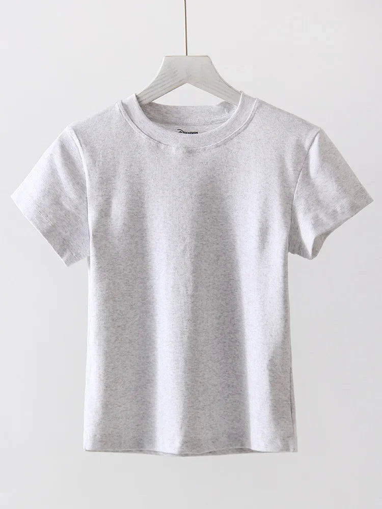 Basic T Shirts Women Cotton Slim Fit White Tops Summer Black Tees Crew Neck 100% Cotton T Shirt For Women Plain T-shirts Soft Quick Pick Grocers