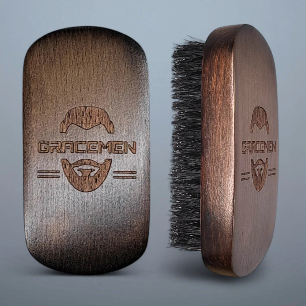Gracemen Premium Boar Bristle Beard Brush Oval Wooden Handle Quick Pick Grocers