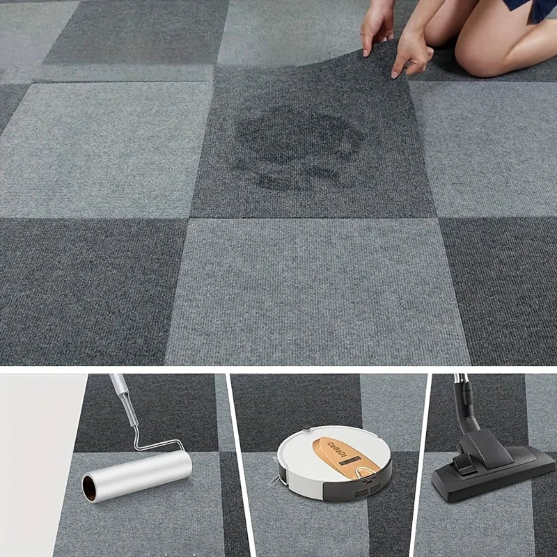 30x30cm DIY Modern Carpet Self-adhesive Anti Slip Block Fully Spread Floor Mat Bedroom Study Office Can Be Cut Quick Pick Grocers