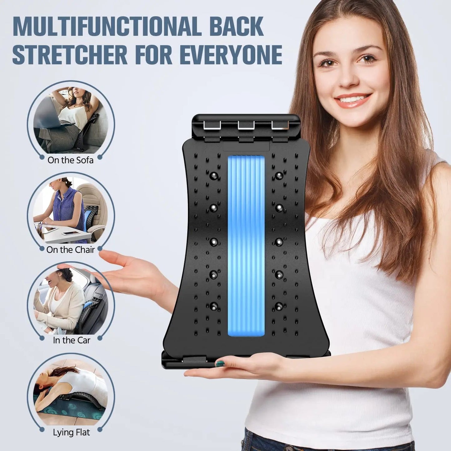 Back Stretcher for Back Pain Relief, Multi-Level Back Cracker Board, Lower and Upper Back Support for Herniated Disc Econic Blanks