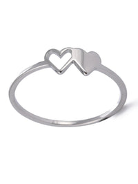 COOLTIME Initial Letter Ring for Women Stainless Steel A-Z Alphabet Double Heart Rings Simple Wedding Cheap Gift For Lover Quick Pick Grocers