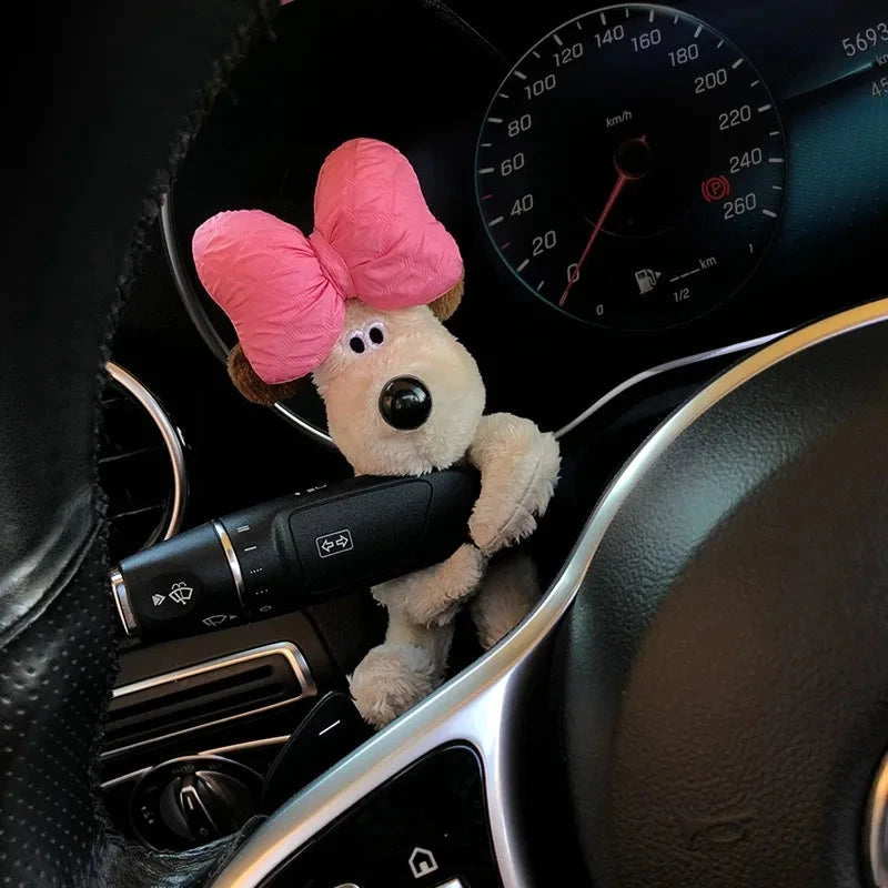 Plush Puppy Clutch Decoration Car Wiper Turn Signal Switch Ornaments kawaii Bowknot Dog Car Wiper Doll Auto Interior Accessories Econic Blanks