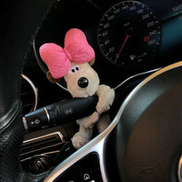 Plush Puppy Clutch Decoration Car Wiper Turn Signal Switch Ornaments kawaii Bowknot Dog Car Wiper Doll Auto Interior Accessories Econic Blanks