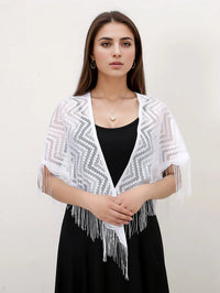 Fashion Lace Hollow Tassel Triangle Scarf Embrodiery Women Headscarf Female Spring Summer Shawls Scarves Long Veil Floral Scarf Quick Pick Grocers