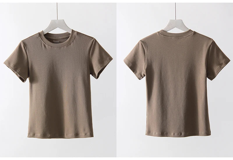 Basic T Shirts Women Cotton Slim Fit White Tops Summer Black Tees Crew Neck 100% Cotton T Shirt For Women Plain T-shirts Soft Quick Pick Grocers