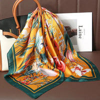 Luxury Print Satin Silk Square Scarf for Women Shawl Hijab Neckerchief Female Hair Ribbon Headband Fashion Wrap Bandana 2023 New Econic Blanks