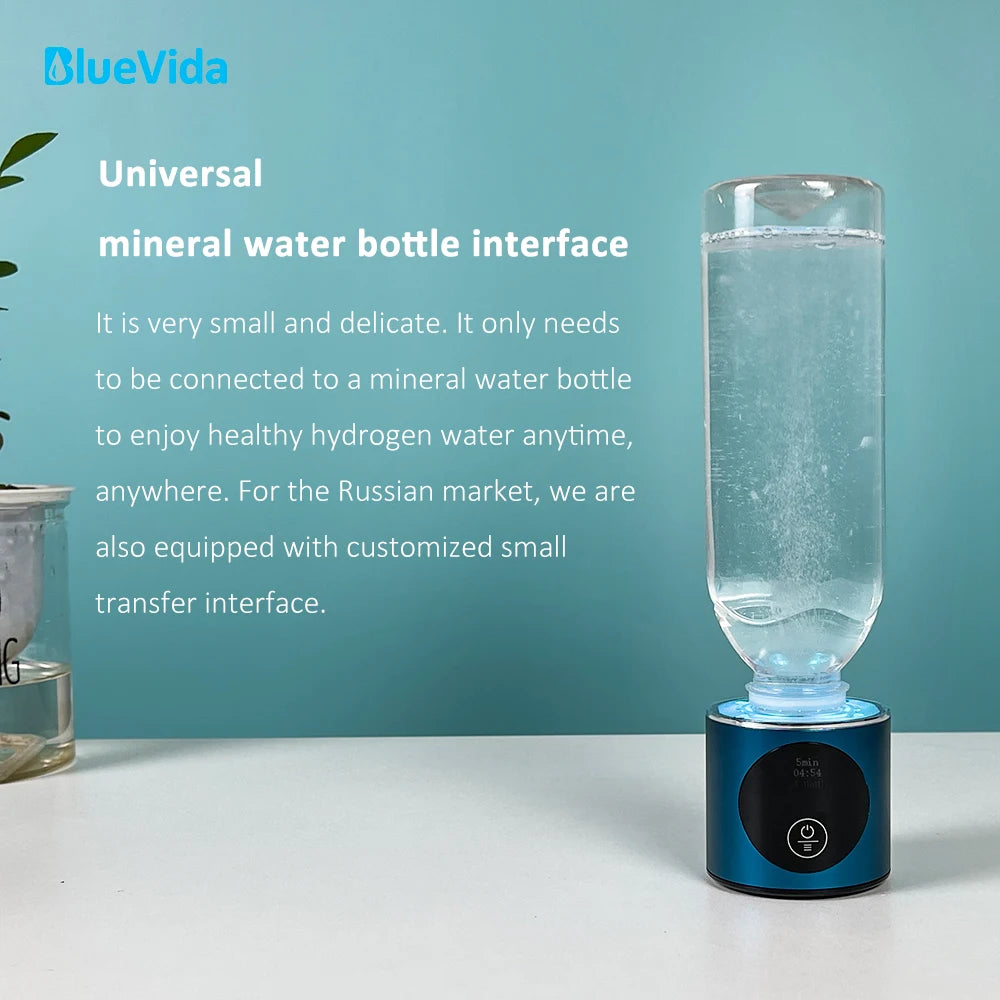 BlueVida New 8th Generation Nano Hydrogen Water Generator Bottle DuPont SPE/PEM Water Hydrogenator With H2 Inhaler-Touch Button Quick Pick Grocers