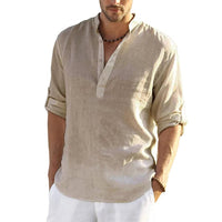 New Men's Casual Blouse Cotton Linen Shirt Loose Tops Long Sleeve Tee Shirt Spring Autumn Casual Handsome Men's Shirts Quick Pick Grocers