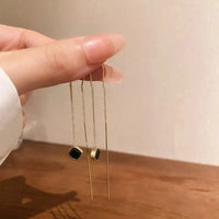 Simple Geometric Square Drop Earring For Women Korean Fashion Gold-color Line Long Tassel Dangle Earrings Party Jewelry Gift Econic Blanks